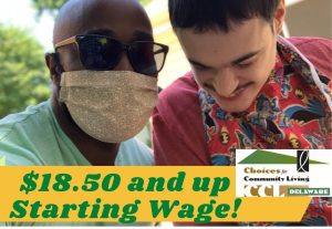 Two People smiling advertising 18.50 starting wage for DSP